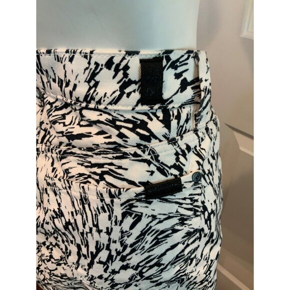 7 For All Mankind  White & Black Denim Brushstroke Print Skirt, Size 28, NWT! - Picture 7 of 8